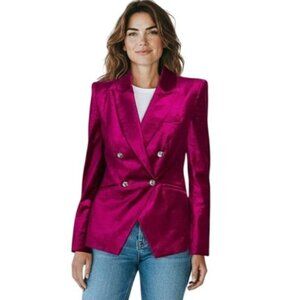Veronica Beard Elam Dickey Velvet Crystal Blazer Fushia - Size 0